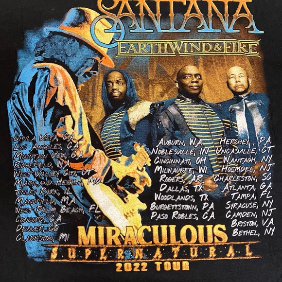 2022 Santana Earth Wind & Fire Tour T Shirt - Picture 5 of 6